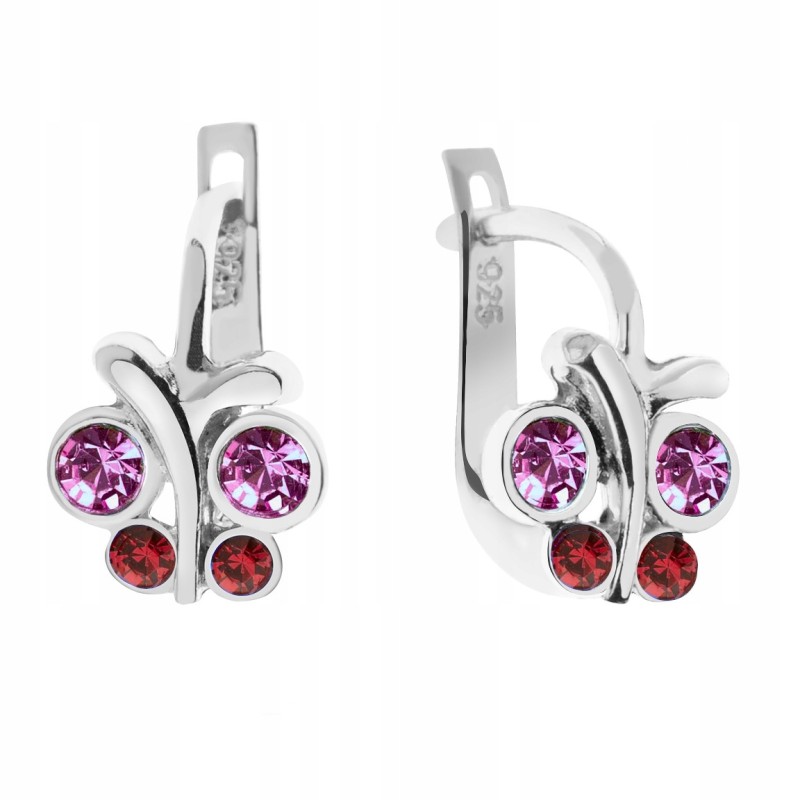 SREBRNE KOLCZYKI DLA DZIEWCZYNKI MOTYLKI ANGIELSKIE 925