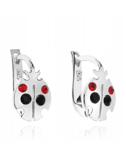 SREBRNE KOLCZYKI DLA DZIEWCZYNKI BIEDRONKI ANGIELSKIE 925