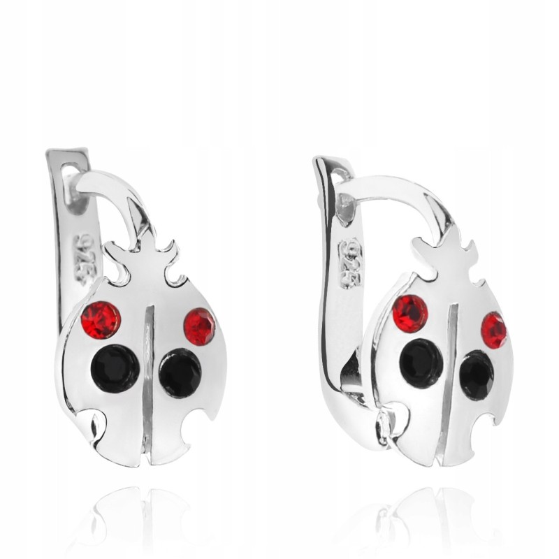 SREBRNE KOLCZYKI DLA DZIEWCZYNKI BIEDRONKI ANGIELSKIE 925