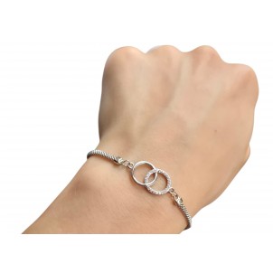 SREBRNA BRANSOLETKA DAMSKA KÓŁECZKO CYRKONIA 20CM SREBRO 925