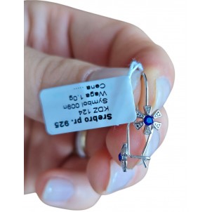 Srebrne kolczyki dziecięce wiszące kwiatki 925