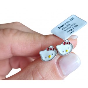 Srebrne kolczyki dziecięce sztyft kotki emaliowane 925