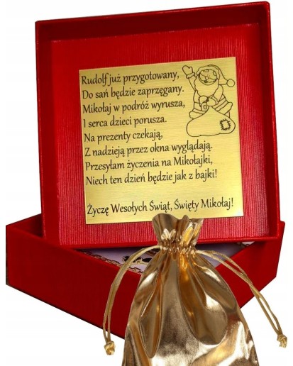 PUDEŁECZKO PREZENTOWE ŚWIĄTECZNE MIKOŁAJ Z TWOJĄ DEDYKACJĄ GRAWER