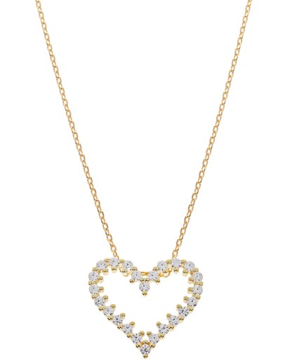 ZŁOTY DAMSKI NASZYJNIK SERCE CYRKONIOWE 45CM SREBRO 925