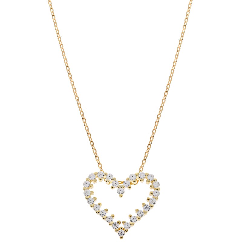 Naszyjnik srebro 925 pozłacany Serce z cyrkoniami | 45 cm