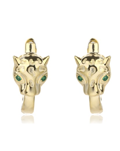 ZŁOTE DAMSKIE KOLCZYKI ANGIELSKIE CYRKONIA ZIELONA SREBRO 925