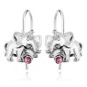 SREBRNE KOLCZYKI DLA DZIEWCZYNKI WISZĄCE SŁONIKI RÓŻOWA CYRKONIA