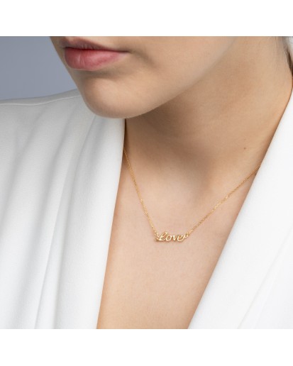 ZŁOTY NASZYJNIK ŁA ŁAŃCUSZEK DAMSKI LOVE CELEBRYTKA MIŁOŚĆ 45 CM SREBRO 925