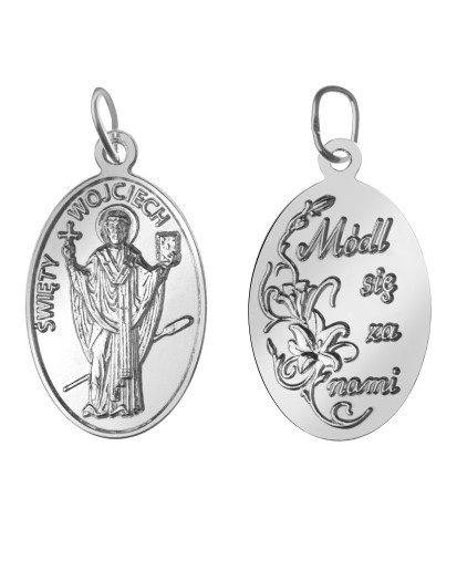 Srebrny medalik Św. Wojciech 925 z grawerem | Kala Silver