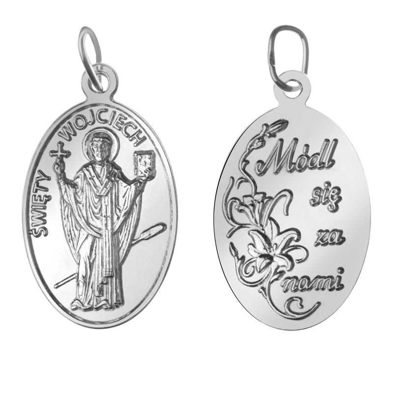 Srebrny medalik Św. Wojciech 925 z grawerem | Kala Silver