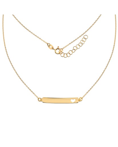 ZŁOTY DAMSKI NASZYJNIK  BLASZKA SERCE GRAWER 47CM 925