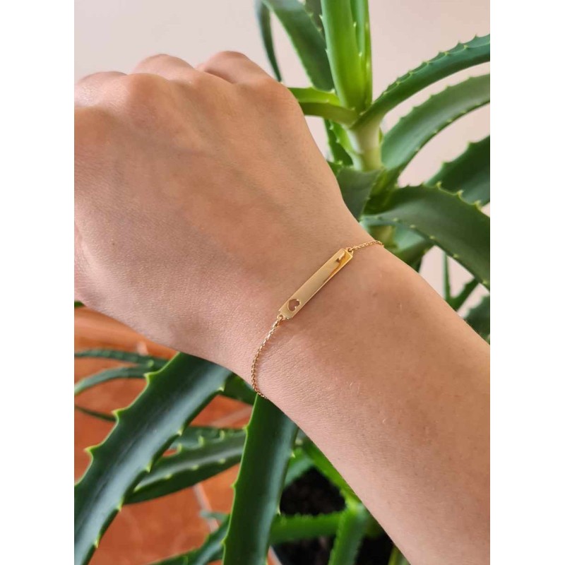 Bransoletka srebrna pozłacana 925 ankier – blaszka do graweru 19 cm