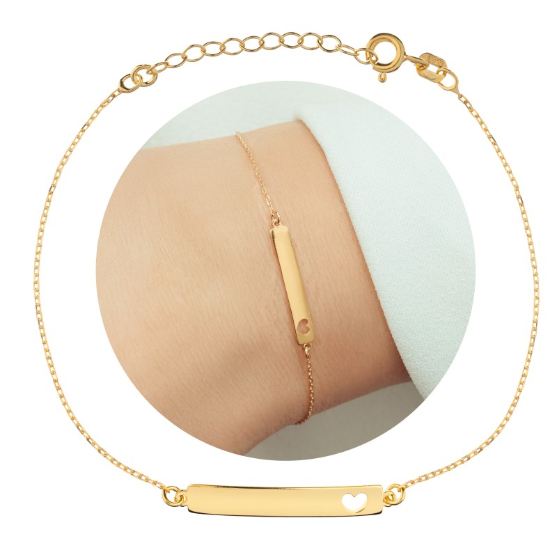 Bransoletka srebrna pozłacana 925 ankier – blaszka do graweru 19 cm