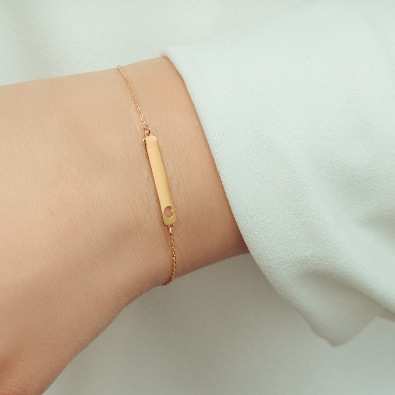 Bransoletka srebrna pozłacana 925 ankier – blaszka do graweru 19 cm