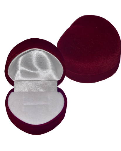 PUDEŁECZKO WELUROWE BORDOWE NA PIERŚCIONEK KOLCZYKI SERCE