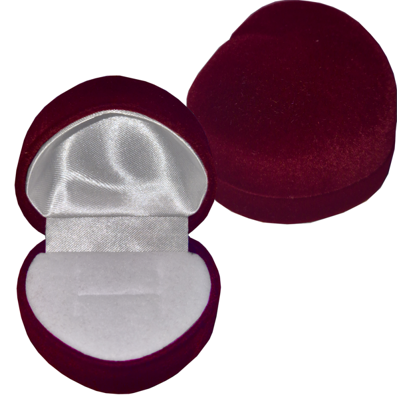 PUDEŁECZKO WELUROWE BORDOWE NA PIERŚCIONEK KOLCZYKI SERCE