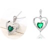 SREBRNA ZAWIESZKA DLA KOBIETY Z ZIELONĄ CYRKONIĄ SERCE SERDUSZKO SREBRO 925
