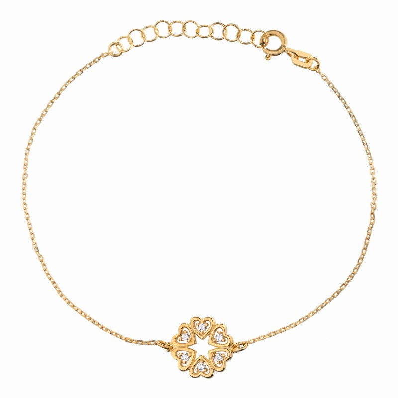 Pozłacana bransoletka ankier z cyrkoniami – srebro 925, regulowana .