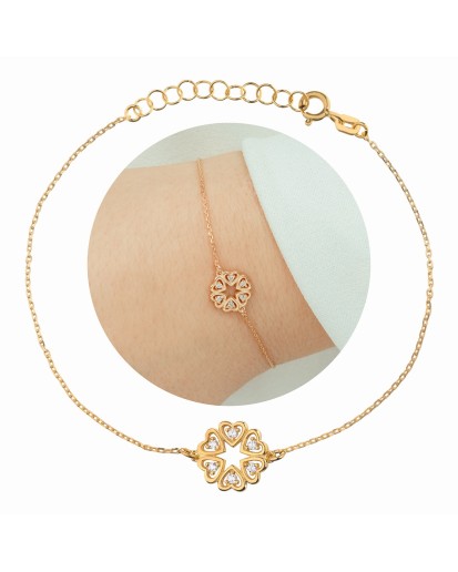 Pozłacana bransoletka ankier z cyrkoniami – srebro 925, regulowana .