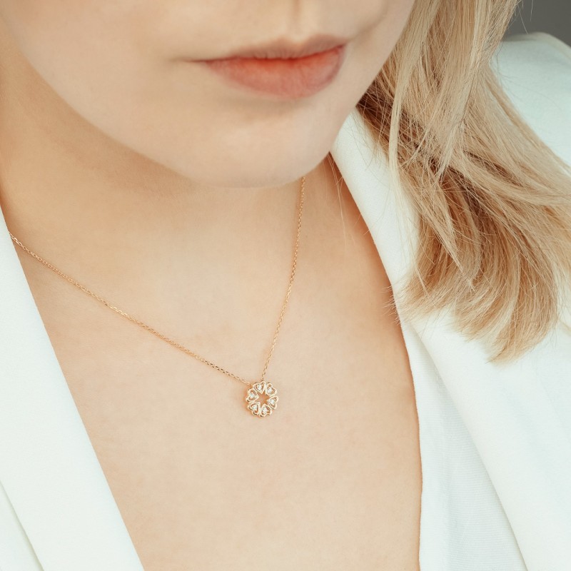 SREBRNY NASZYJNIK DAMSKI ZŁOTE SERDUSZKA Z CYRKNIAMI CELEBRYTKA SREBRO 925