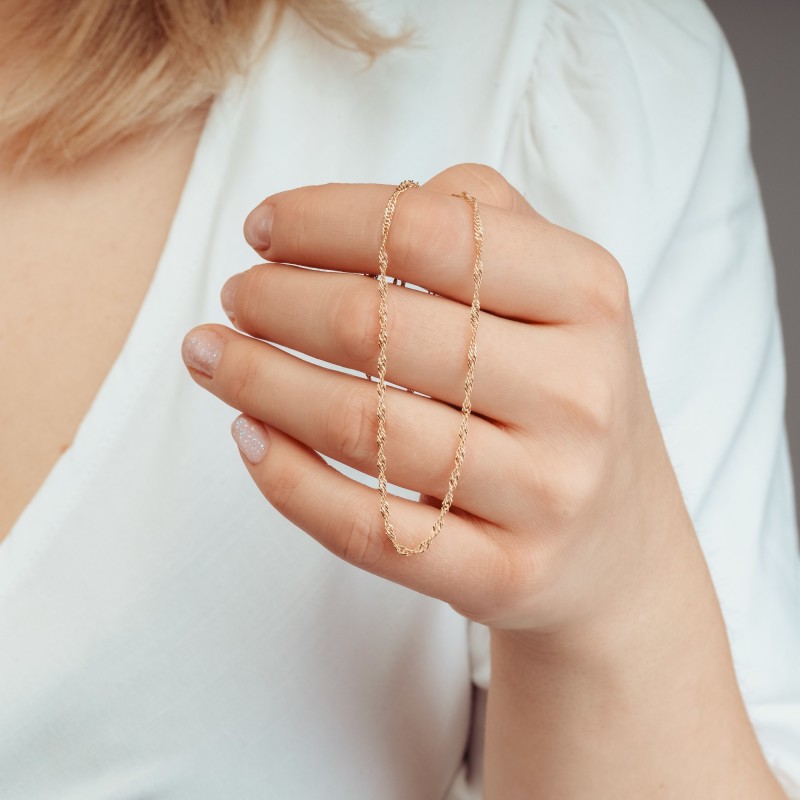 POZŁACANY SINGAPUR DLA KOBIETY DAMSKI 45 - 55 CM SREBRO 925 1,8 MM