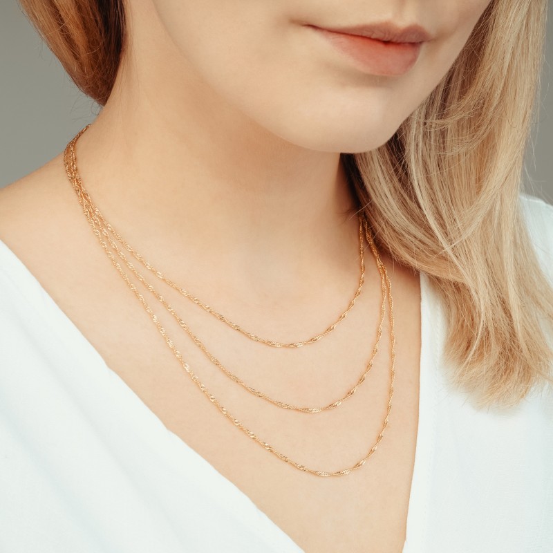 POZŁACANY SINGAPUR DLA KOBIETY DAMSKI 45 - 55 CM SREBRO 925 1,8 MM