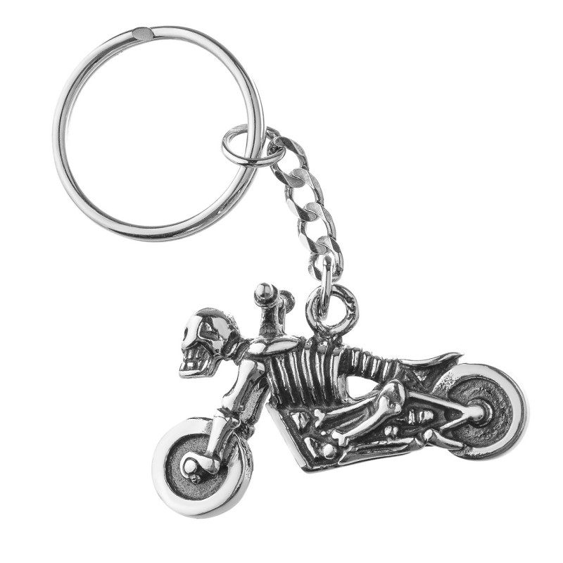 Srebrny oksydowany brelok do kluczy  MOTOR  SREBRO 925