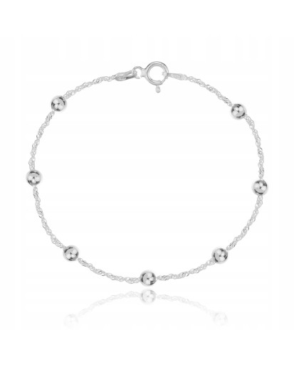 Srebrna bransoletka na rękę singapur z kulkami 2,1 g 925