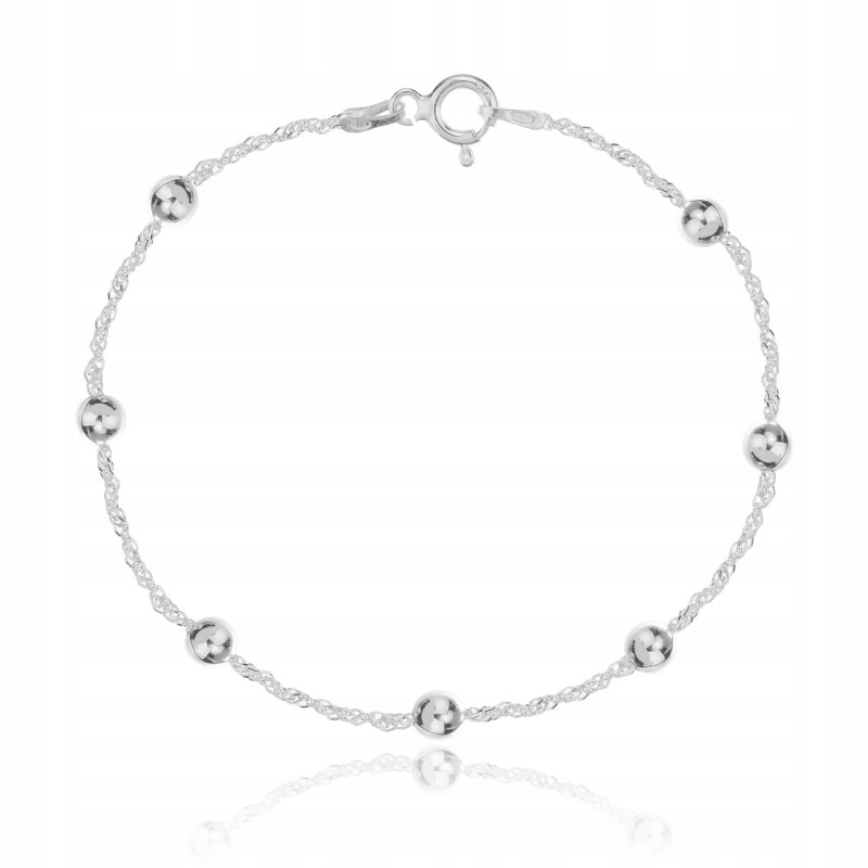 Srebrna bransoletka na rękę singapur z kulkami 2,1 g 925