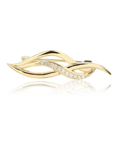 Pozłacana broszka 925 z diamentowanymi cyrkoniami – elegancki blask