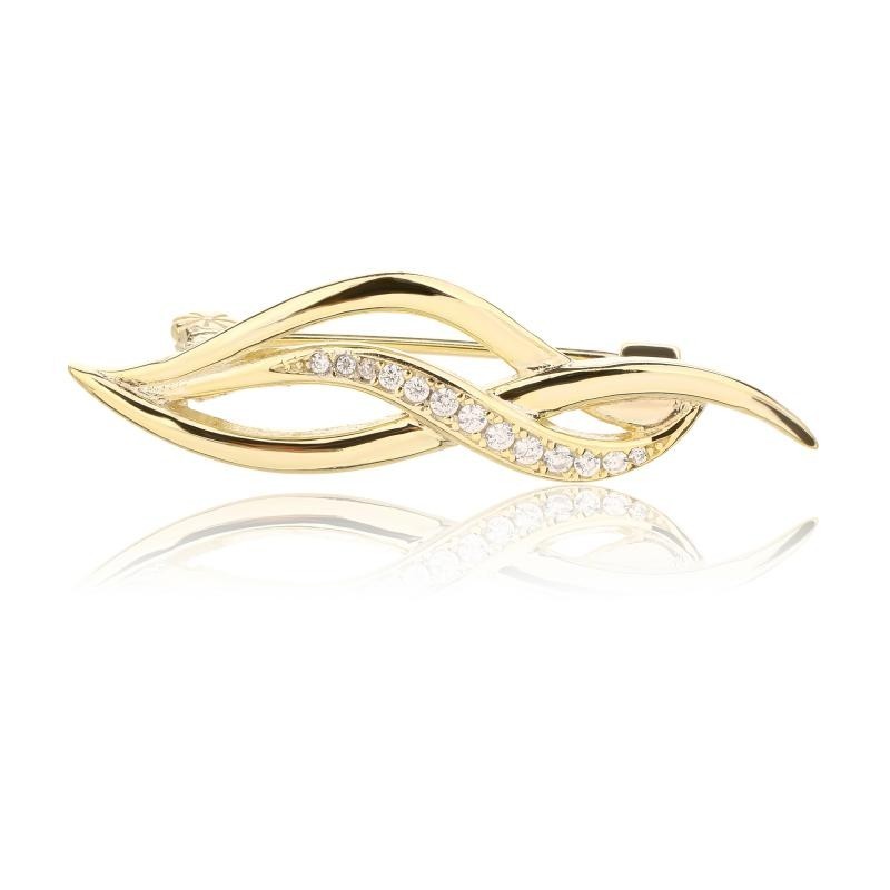 Pozłacana broszka 925 z diamentowanymi cyrkoniami – elegancki blask