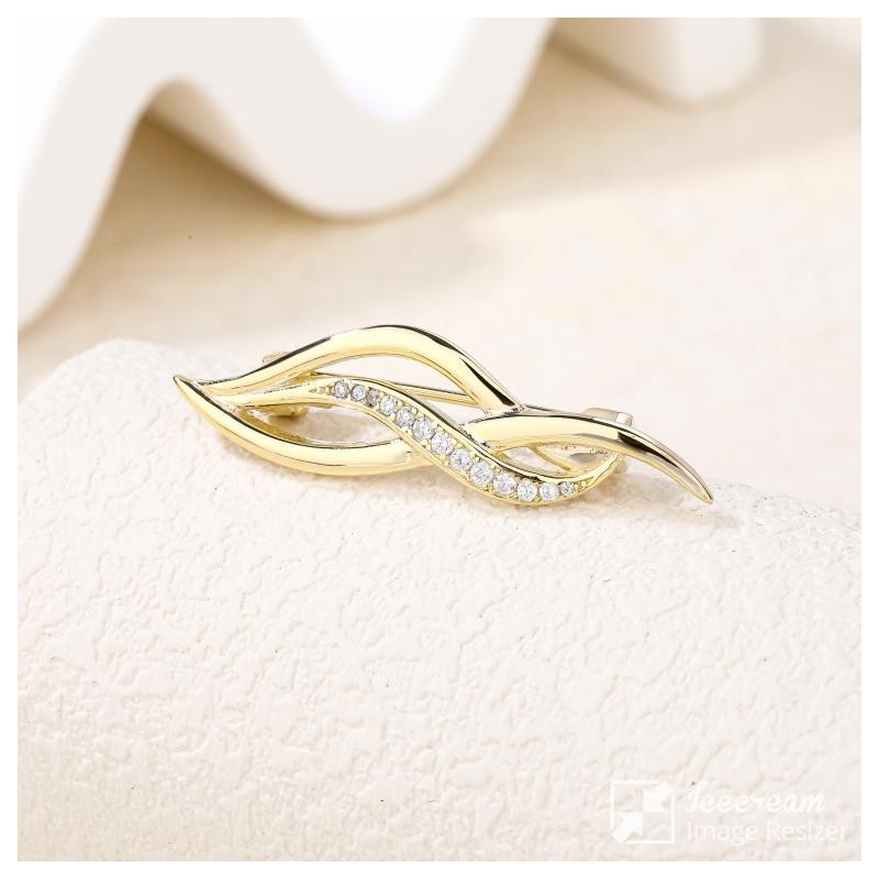 Pozłacana broszka 925 z diamentowanymi cyrkoniami – elegancki blask