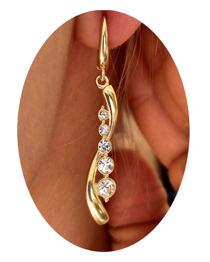 SREBRNE POZŁACANE DAMSKIE WISZĄCE KOLCZYKI ANGIELSKIE 925