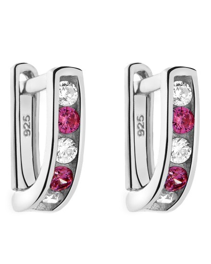 Srebrne kolczyki dziecięce przecinki angielskie z cyrkoniami 925