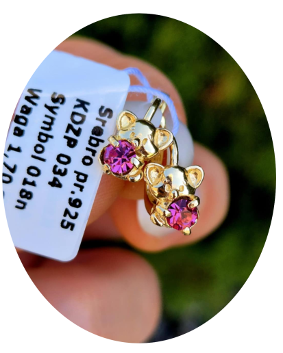 KOLCZYKI DLA DZIEWCZYNKI WISZĄCE POZŁACANE MSIE SREBRO 925