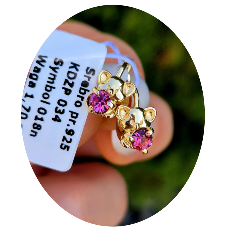 KOLCZYKI DLA DZIEWCZYNKI WISZĄCE POZŁACANE MSIE SREBRO 925