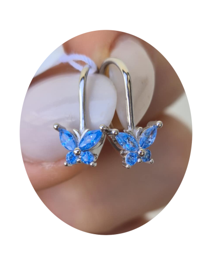 KOLCZYKI DLA DZIEWCZYNKI WISZĄCE MOTYLE MOTYLKI SREBRO 925