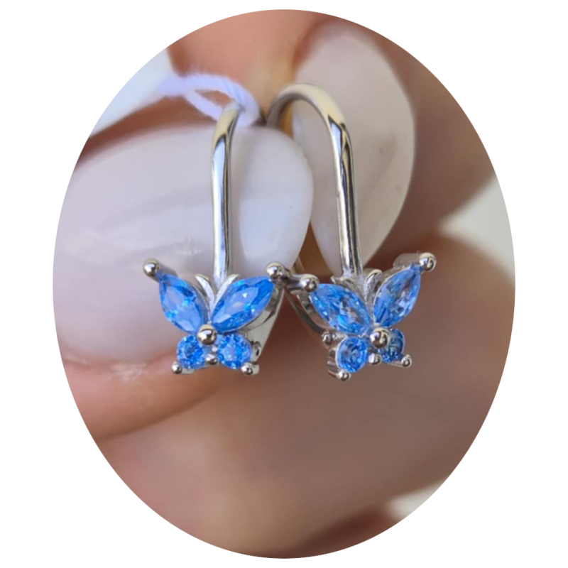 KOLCZYKI DLA DZIEWCZYNKI WISZĄCE MOTYLE MOTYLKI SREBRO 925