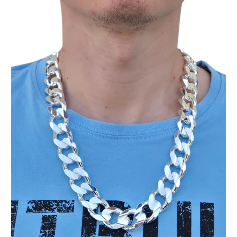 Srebrny łańcuch męski Pancerka diamentowana 18,9 mm | 55–65 cm 925