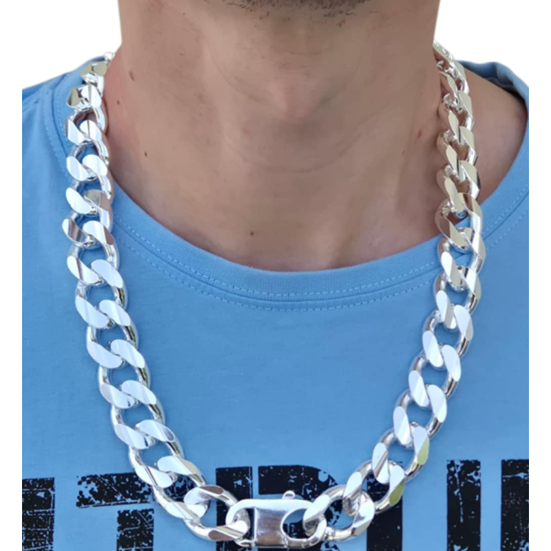 Srebrny łańcuch męski Pancerka diamentowana 18,9 mm | 55–65 cm 925