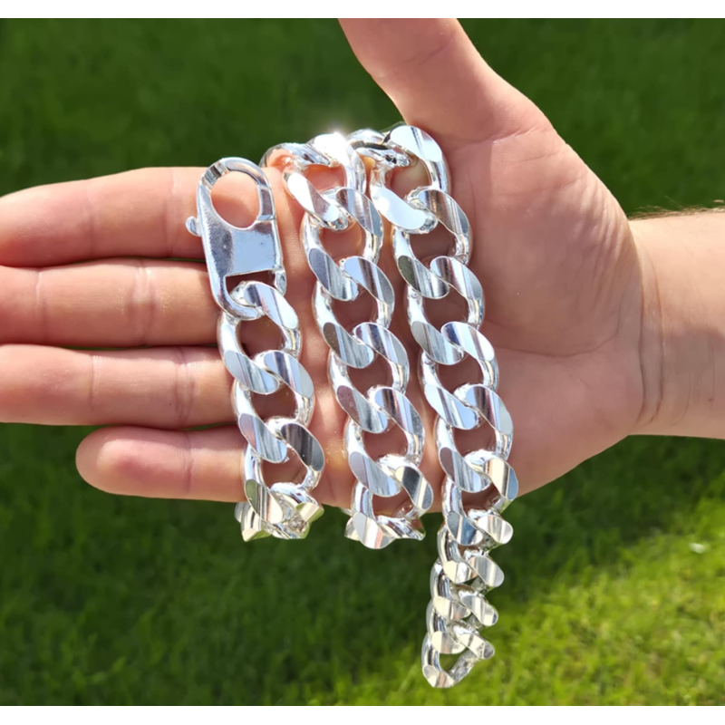 Srebrny łańcuch męski Pancerka diamentowana 18,9 mm | 55–65 cm 925