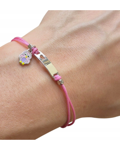 Bransoletka dziecięca srebro 925 rodowane na sznurku | regulacja 14–18