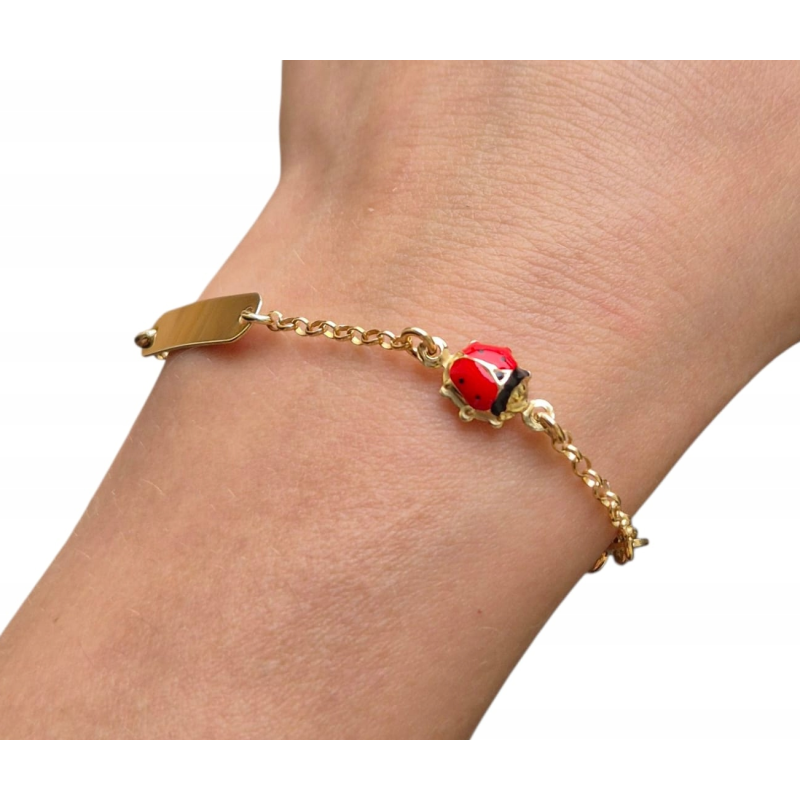 SREBRNA POZŁACANA BRANSOLETKA DLA DZIEWCZYNKI BIEDRONKA GRAWER SREBRO