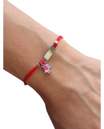 Bransoletka dziecięca srebro 925 rodowane Słoń grawer | regulowana