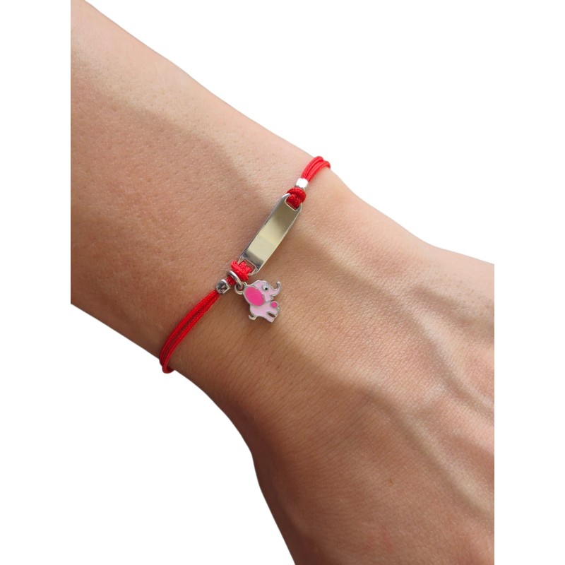 Bransoletka dziecięca srebro 925 rodowane Słoń grawer | regulowana