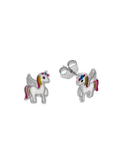 SREBRNE KOLCZYKI DZIECIĘCE SZTYFT JEDNOROŻCE 925