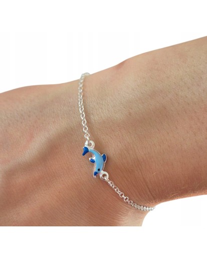 SREBRNA BRANSOLETKA DLA DZIECKA DELFIN GRAWER SREBRO