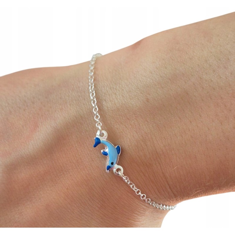 SREBRNA BRANSOLETKA DLA DZIECKA DELFIN GRAWER SREBRO