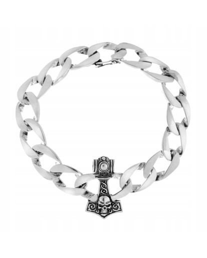 SREBRNA MĘSKA OKSYDOWANA BRANSOLETA MĘSKA GRUBA 22 CM 925