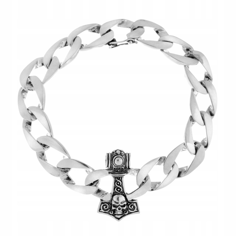 SREBRNA MĘSKA OKSYDOWANA BRANSOLETA MĘSKA GRUBA 22 CM 925